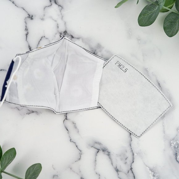 Dark Blue Daisy face mask - Picture 3 of 3